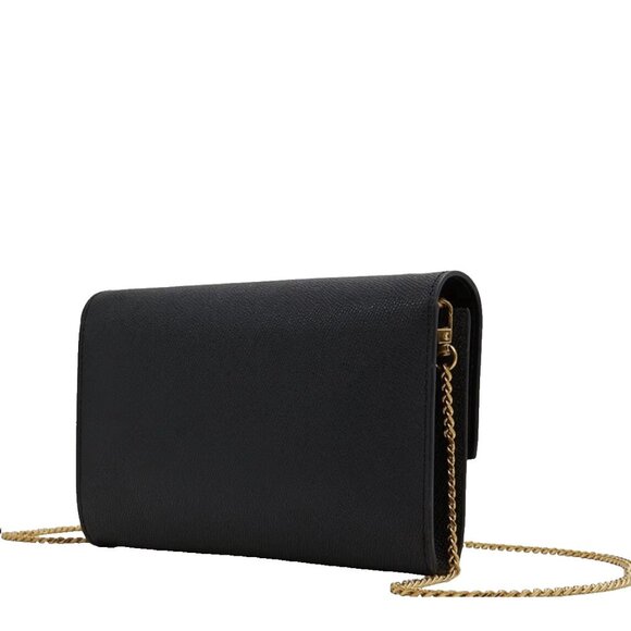 Ted Baker London Kira Rose Clutch Brushed Gold Black Leather Shoulder Handbag - Picture 3 of 16